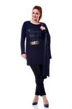 Büyük Moda Kadın Lacivert Bluz-Hırka 2'li Takım 206 - 1