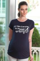 Şahinler Kadın Lacivert Kelebek Baskılı Hamile T-Shirt Mb4504 - 1