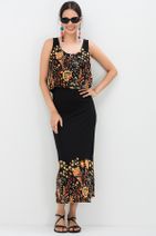Cool & Sexy Kadın Siyah Turuncu Volanlı Elbise KSD076 - 2