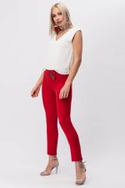 Y-London Kadın Kırmızı Kemer Aksesuarlı Pantolon A-13283 - 1