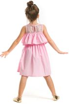 Denokids Pembe Kız Çocuk İki Kat Fırfırlı Elbise CFF-18Y2-017 - 2