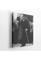 BASKIVAR Siyah Beyaz Atatürk Portresi Dikey Kanvas Tablo - Tablo - Ata-071 - 12