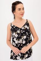 HDS Hadise Kadın Siyah Çiçekli ip Askılı Bluz D4333 - 3