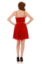 Carmen Kırmızı Beli Saten Askılı Kısa Abiye Elbise - 2