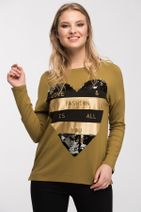 HomeStore Kadın Haki Uzun Kollu T-Shirt 17250179008 - 1