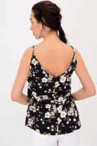HDS Hadise Kadın Siyah Çiçekli ip Askılı Bluz D4333 - 4