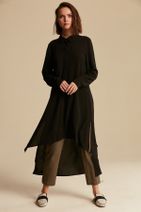 Nihan Kadın Siyah Gömlek Yaka Tunik 9A5066 - 1