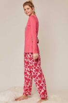 Pattaya Kadın Çiçek Baskılı Uzun Kol Pijama Takımı 803008 - 3