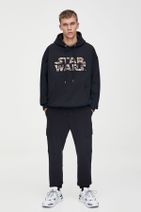 Pull & Bear Kapüşonlu Siyah Star Wars Sweatshirt - 1