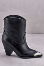 Elle Shoes CHERIDAA Hakiki Deri Siyah Kadın Bot - 4