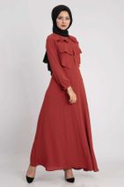 Puane Kadın Kiremit Elbise - 1