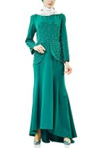 LADYNUR Kadın Abiye Elbise Yeşil 3009-21 - 1