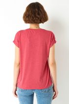 Mavi Kadın Papağan Baskılı T-shirt Yaz Kırmızı 167912-28805 - 2