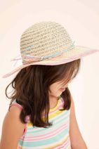 DeFacto Bej Kız Çocuk Hasır Şapka - 1