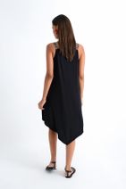 Cool & Sexy Kadın Siyah Asimetrik Askılı Elbise HT3042 - 3