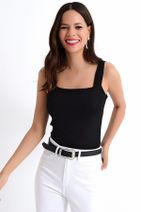 Cool & Sexy Kadın Siyah Askılı Örme Bluz KZ0194 - 4