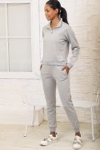 Trend Alaçatı Stili Kadın Gri Dik Yaka Fermuar Detaylı Cepli Eşofman Takım ALC-X3091 - 1