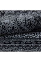 Pixel Klasik Göbekli Iran Tarzı Serpme Desenli Antialerjik Tozsuz Siyah Beyaz Gri Halı - 5