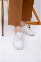THE FRİDA SHOES Frd5001 Beyaz Suni Deri Günlük Lastikli Yumuşak Kadın Ayakkabı - 3