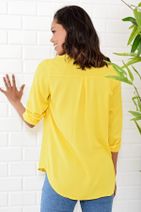 Trend Alaçatı Stili Kadın Sarı Basıc Gömlek DNZ-2092-Y - 3
