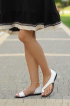 Pembe Potin Beyaz  Kadın Sandalet A975-19 - 3