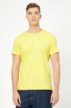 Koton Erkek Sarı Bisiklet Yaka T-Shirt 	0YAM12136LK - 3