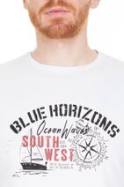 Buratti Erkek Beyaz Ön Beden Baskılı Bisiklet Yaka Pamuklu T Shirt 54145 - 6