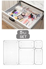 Meleni Home 5 Parça Çekmece Içi Düzenleyici, Modüler Banyo Makyaj Ve Takı Düzenleyici - Masaüstü Organizer - 1