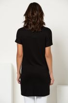Sateen Kadın Siyah Ön Orta Simli Şeritli Tek Cepli Bluz 105 SATEEN117 2736 - 2