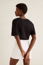 MANGO Woman Kadın Siyah Yazı İşlemeli Tişört 53090764 - 3