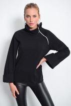 Cool & Sexy Kadın Siyah Fermuarlı Sweatshirt Yİ1629 - 1