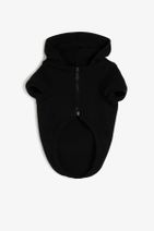 Koton Siyah Kapüşonlu Kısa Kollu Fermuar Detaylı Sweatshirt 0KAL18324IK - 4