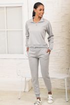 Trend Alaçatı Stili Kadın Gri Dik Yaka Fermuar Detaylı Cepli Eşofman Takım ALC-X3091 - 3