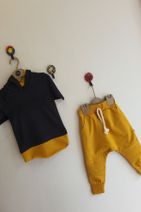 RG Erkek Bebek Sarı-Siyah  Kapüşonlu Alt Üst Takım - 3