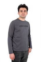 DİVİSTA Erkek Baskılı Gri Renk Uzun Kollu T-shirt - 1