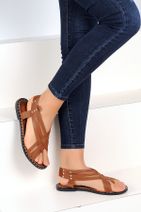 Pembe Potin Taba Kadın Sandalet A1105-19 - 2