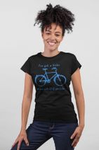 ROCKANDROLL Benim Bisikletim Siyah Kısa Kollu Kadın|Bayan Tişört - 1