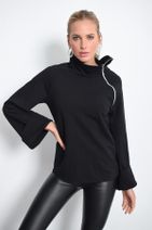 Cool & Sexy Kadın Siyah Fermuarlı Sweatshirt Yİ1629 - 3