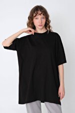 Addax Kadın Siyah Oversize Tişört P0731 - G6 - K7 ADX-0000020596 - 1