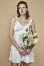 Penti Kar Beyaz Bridal Elegance Satin Elbise - 1