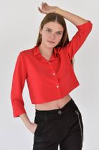 Addax Kadın Kırmızı Tek Cepli Gömlek G11892 - Z3 ADX-0000021550 - 2