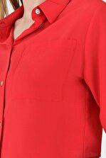 Addax Kadın Kırmızı Tek Cepli Gömlek G11892 - Z3 ADX-0000021550 - 4