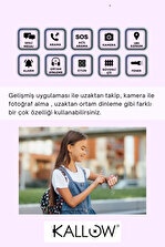 Kallow Z10 Sim Kart Girişli Akıllı Çocuk Takip Saati Uzaktan Dinleme Özellikli Türkçe Menü Mor - 6