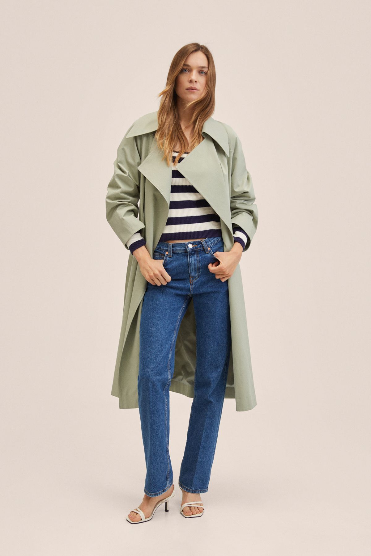 Mango green trench coat sale