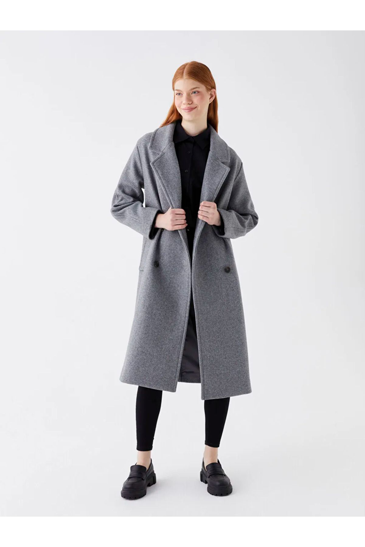 LC Waikiki Jacket Collar Plain Long Sleeve Women s Stash Coat city