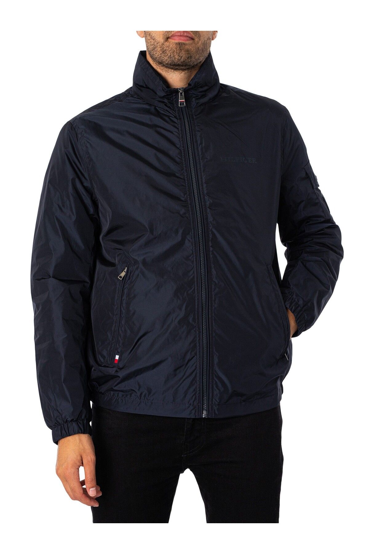 Navy blue tommy hilfiger windbreaker best sale
