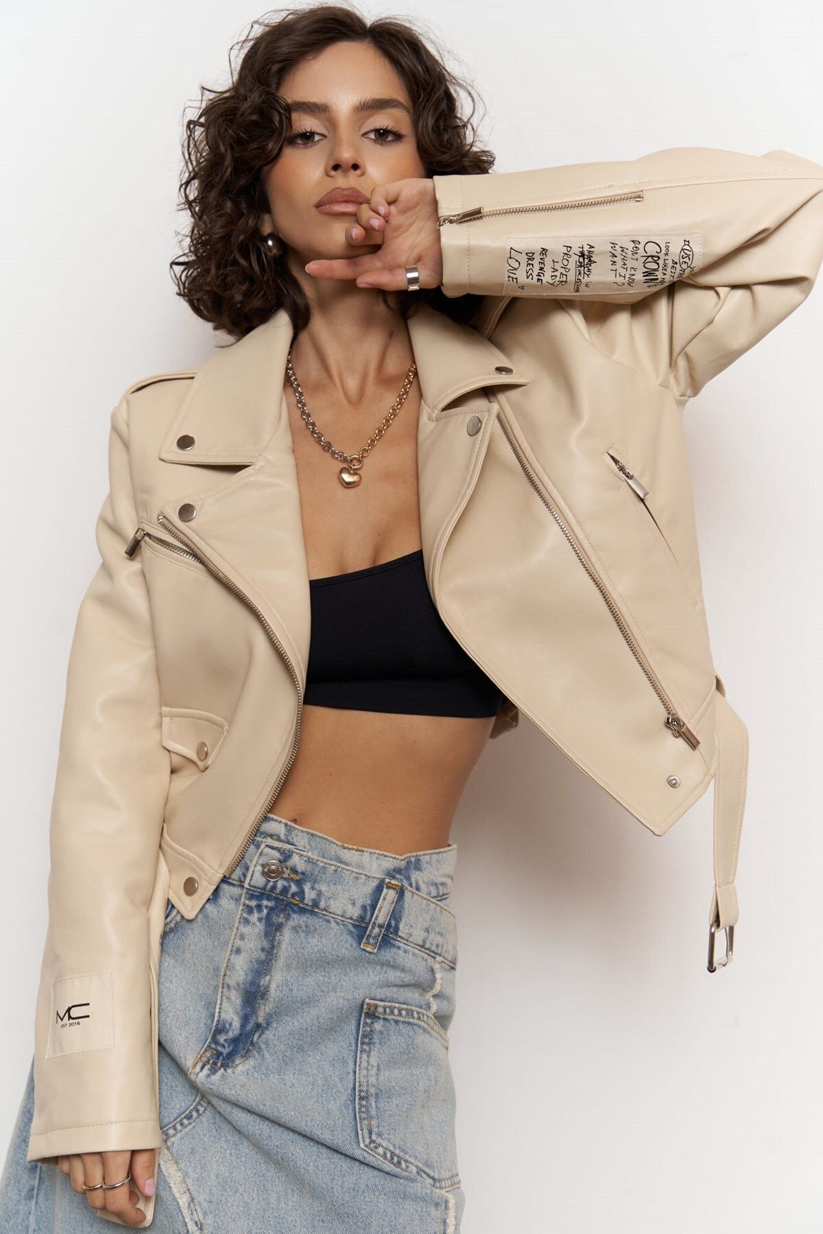 Short leather look jacket 2025