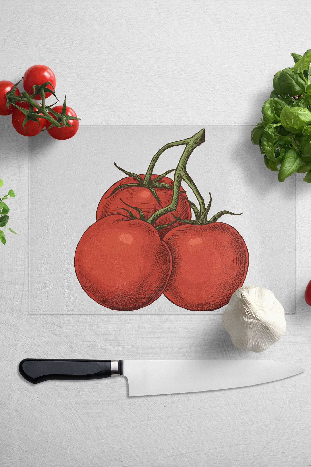 postifull Glass Cutting Board Thick And Unbreakable Glass Vintage Tomato 21 30cm Chopping Board Kitchen Decor