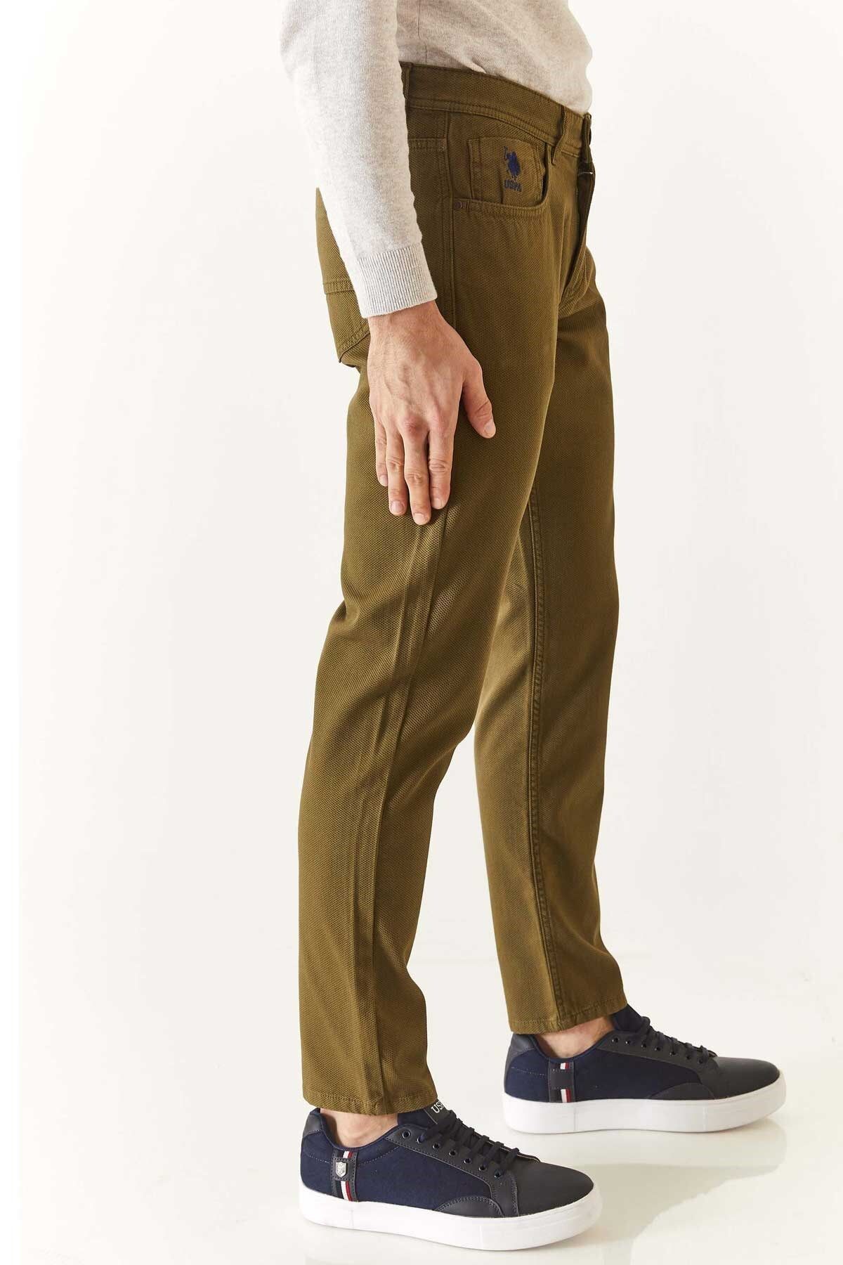 Buy U.S. POLO ASSN. Natural Solid Cotton Slim Fit Men's Trousers | Shoppers  Stop