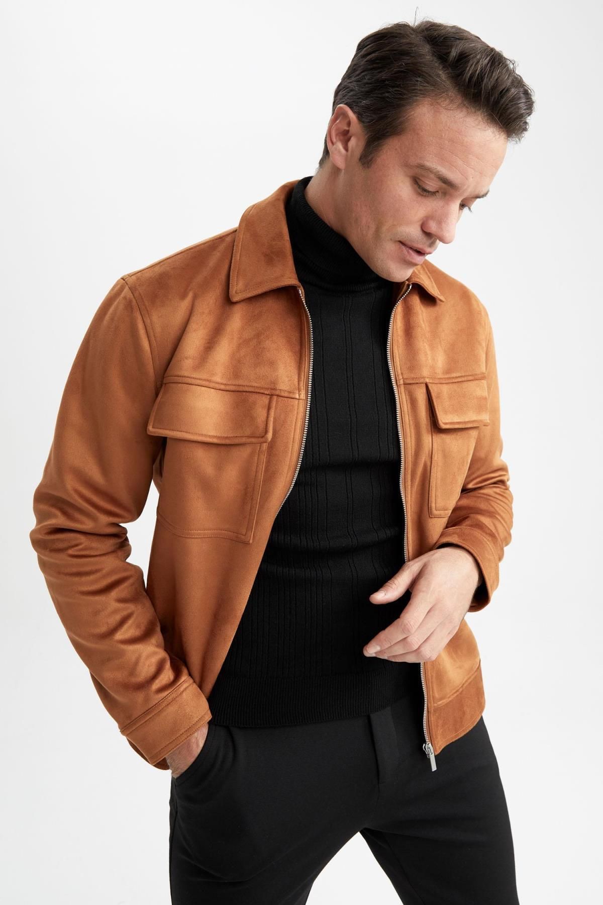Suede polo jacket hotsell